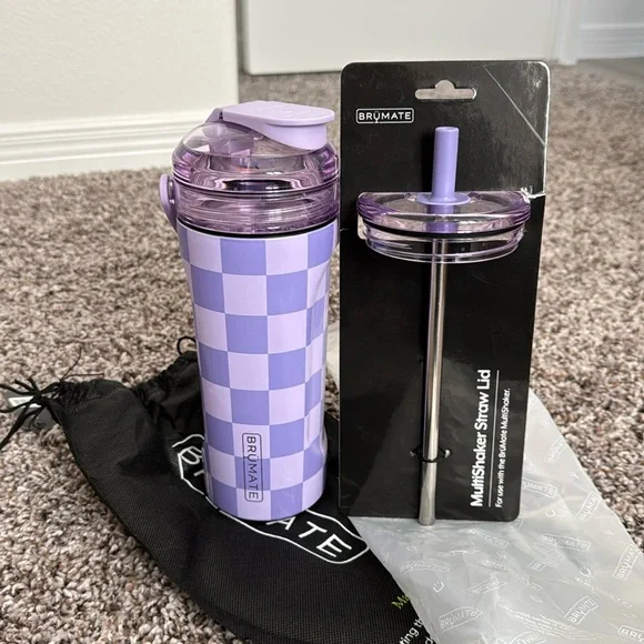 Lavender checker Multishaker and straw lid - Picture 1 of 5